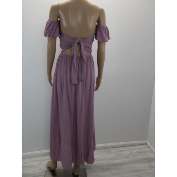 SALTY LEMON OFF SHOULDER HI-LOW MAXI DRESS SIZE  MEDIUM - Picture 3 of 8